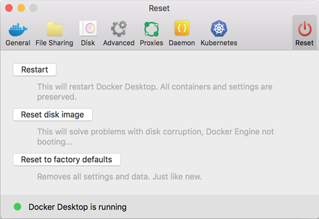 Uninstall or reset Docker