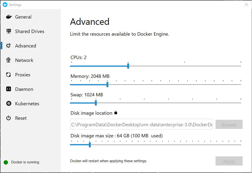 CPU and Memory settings
