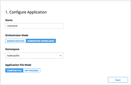 Specify namespace for a stack in UCP